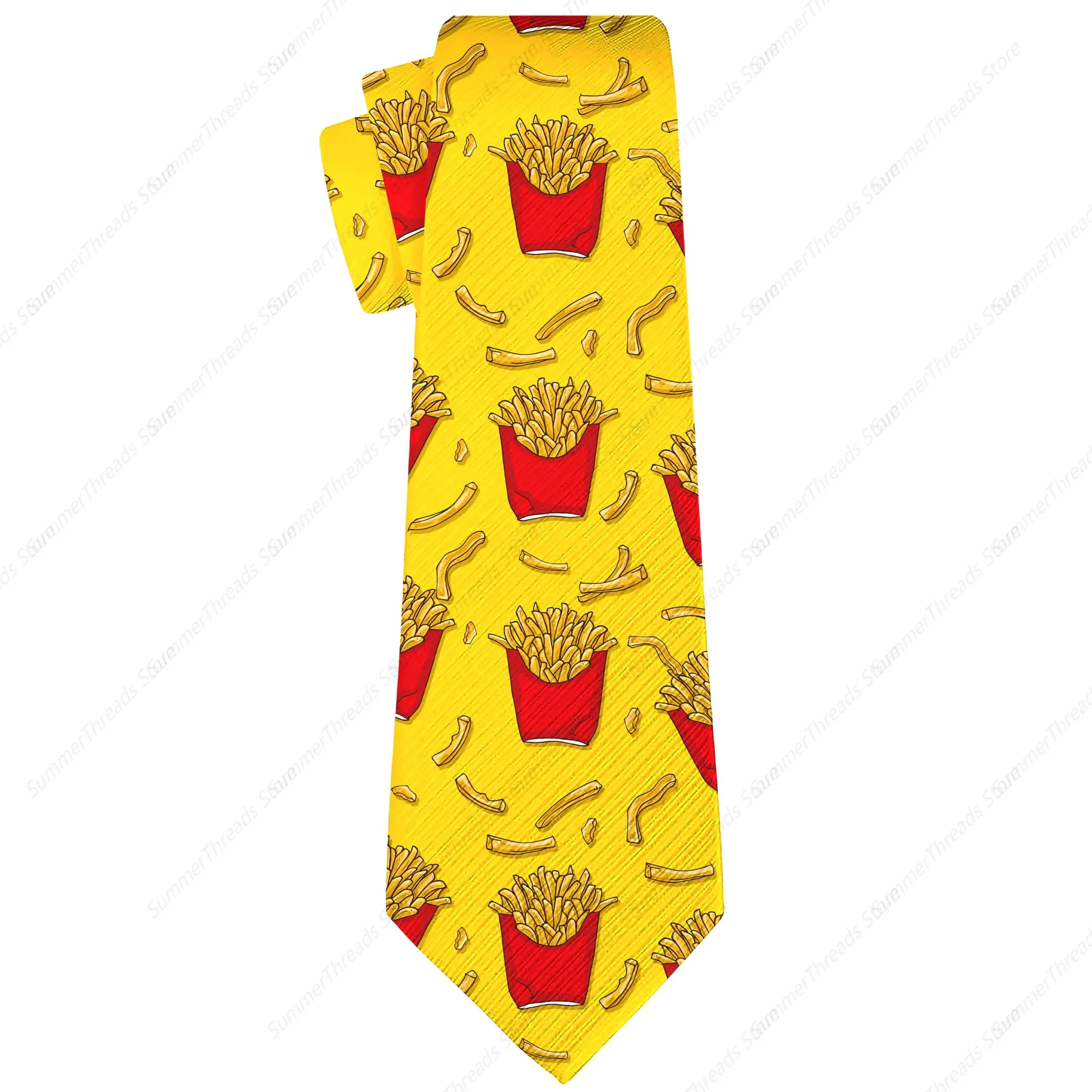 French Fries Tie for Men Funny Foods Necktie Business Ties for Men, Novelty Neck Ties for Wedding Business Dinner Party Dress