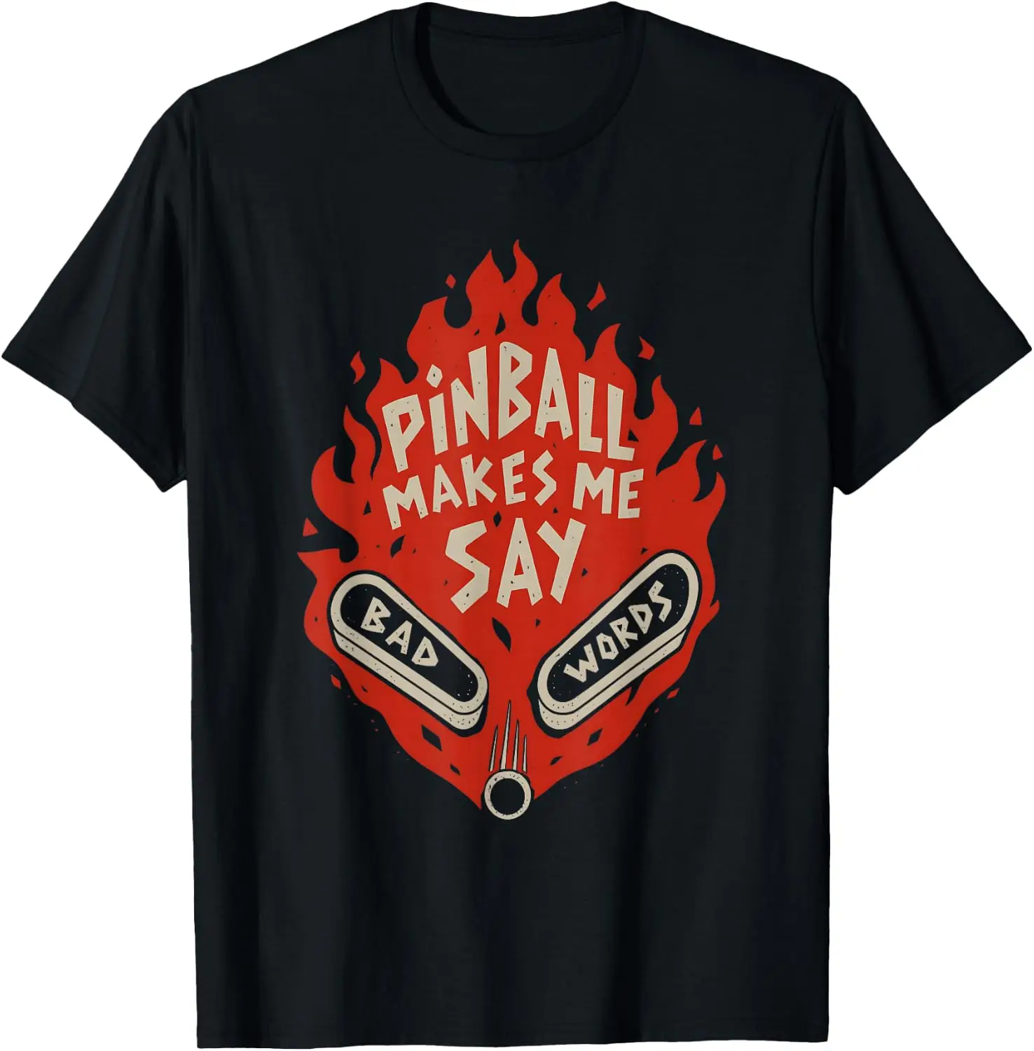 Pinball Makes Me Say Bad Words Funny Saying Quote Men Women T-Shirt 100% Cotton Trendy Y2K Short-Sleeve Tee-Soft, Quick-Drying,