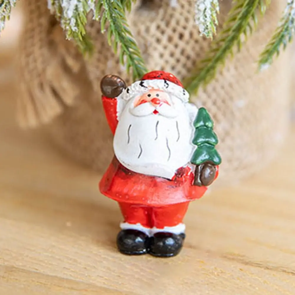 Kleine Kerst Santa Claus Nieuwjaar 2022 Schattige Dieren Sneeuwpop Figuren Miniatuur Beeldjes Cadeau Terrarium Ornament Auto Decoratie