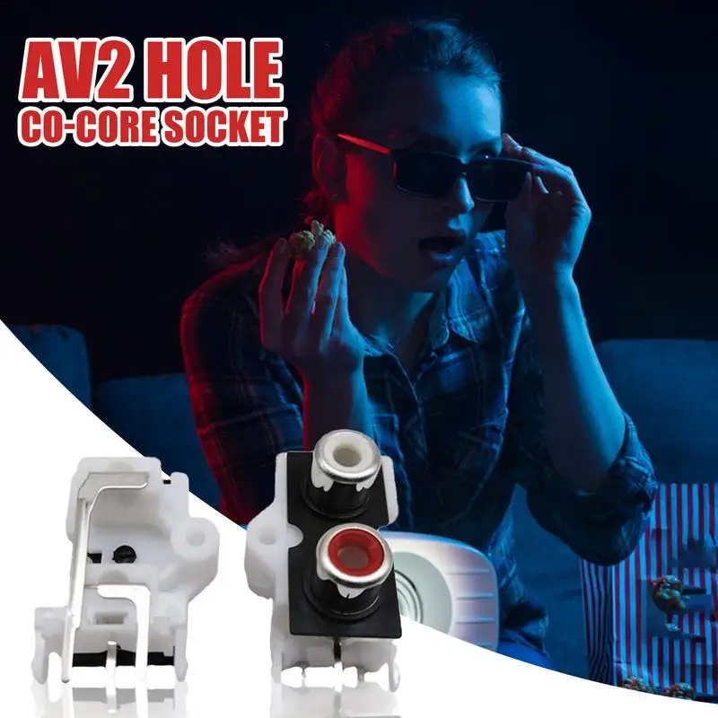 Prise femelle multifonctionnelle à deux trous pour la surveillance des revie, prise audio vidéo, connecteur vertical à 3 broches, blanc