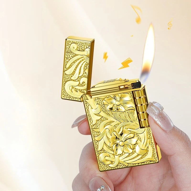 Cheap Loudly Grinding Wheel Lighter Gas Lighters Butane Grinding Wheel Flame Mini Metal Gadgets for Men Smoking Accessories