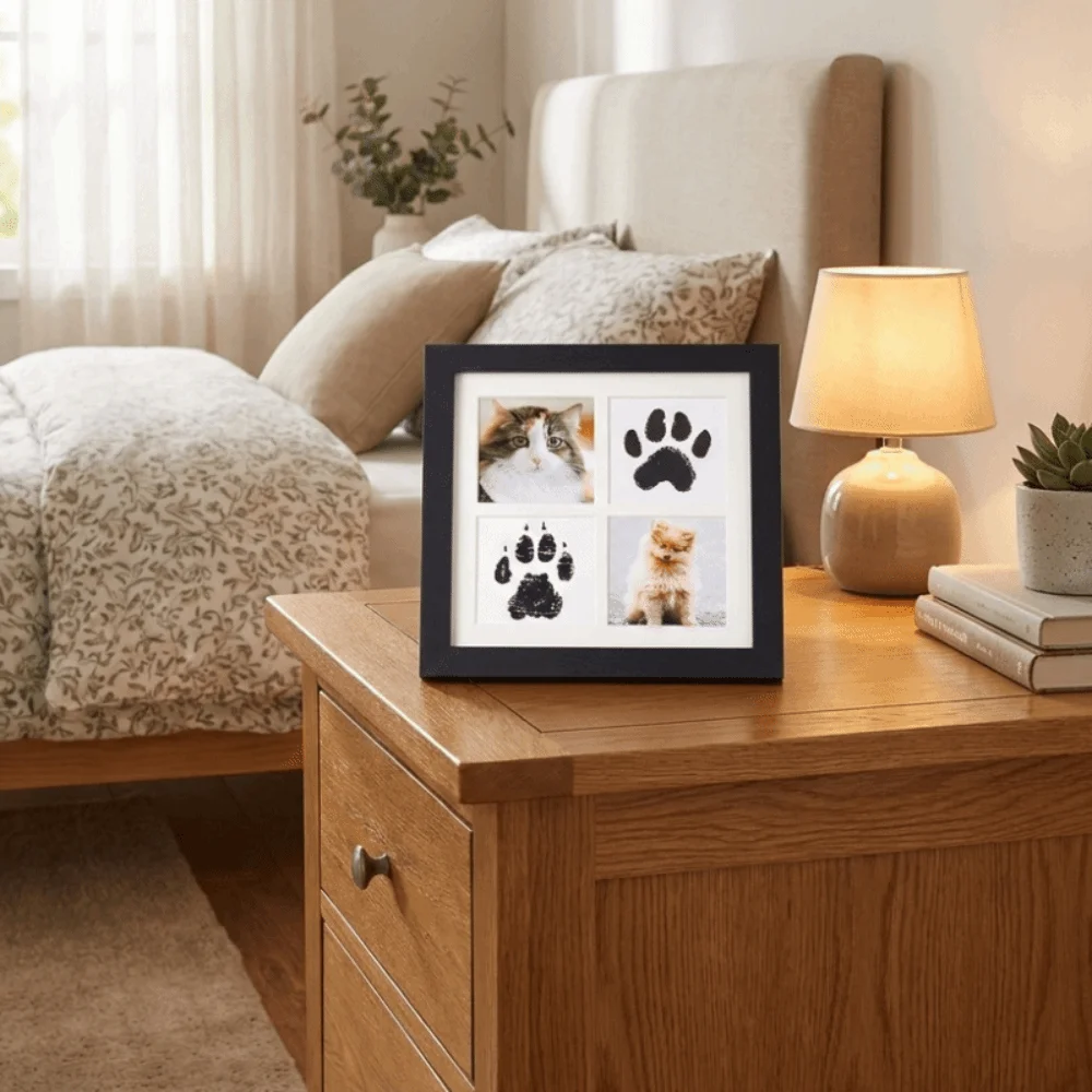 Inkless Pet Paw Print Kit Density Board Decorative Pet Footprint Keepsake Kit Handmade Paw Print Photo Frame Remembrance Gift