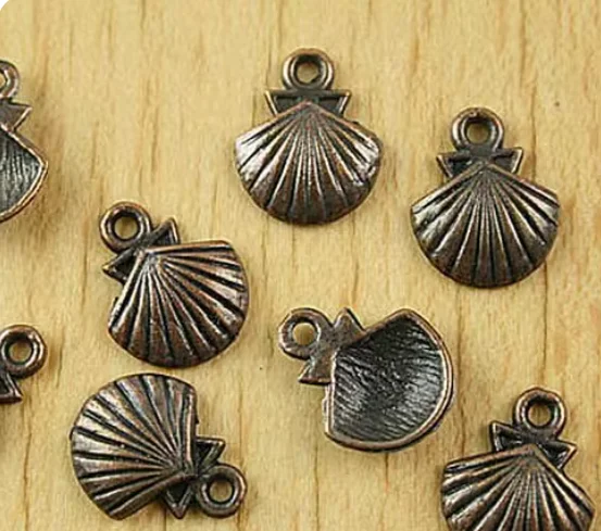 20pcs 14*12mm dark gold/copper / tibetan silver color shell design charm for jewelry making HWH2027 HWH2468 HWH1825