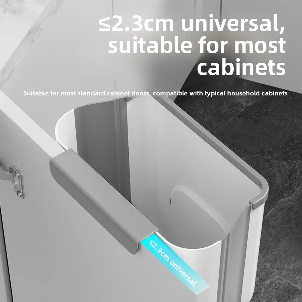 

Space Saving Wall-Mounted Trash Bin Plastic Leak-Proof Foldable Storage Bin Sturdy Hands-Free No-Bending Trash Can Kitchen Use