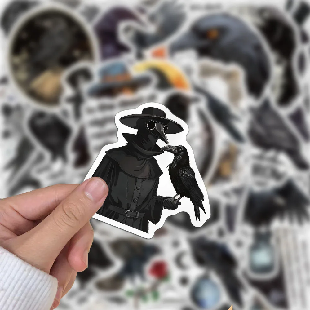 50PCS Black Crow Sticker DIY Notebook Notebook Computer Water Cup Sticker Material