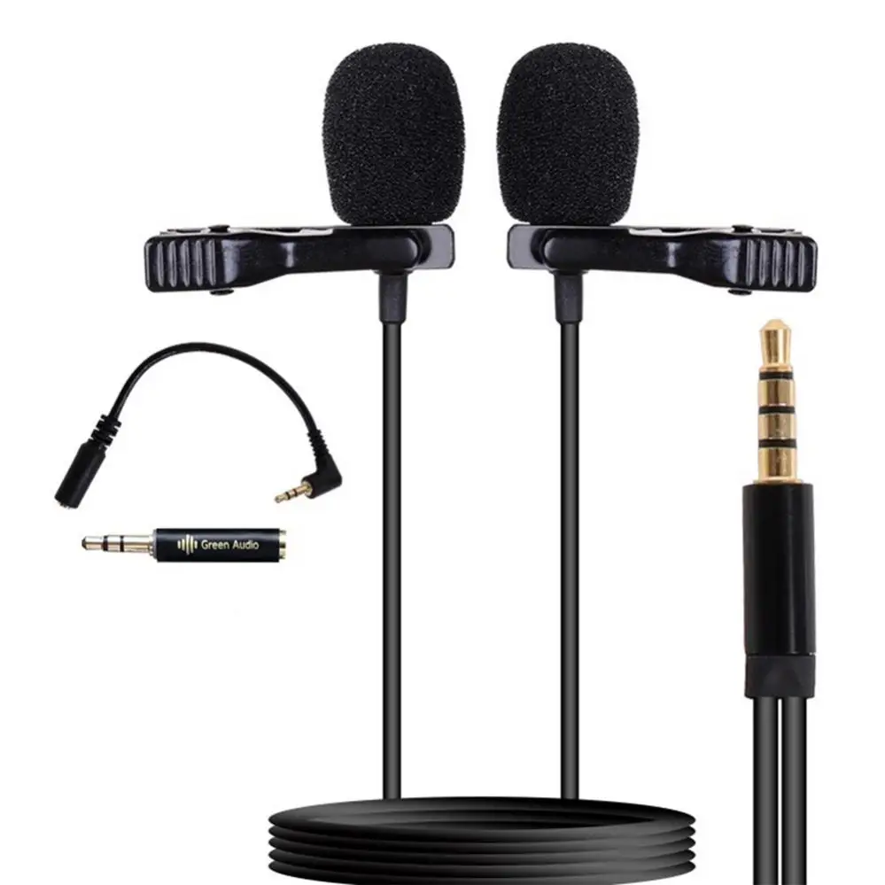 

Professional Dual Mini Lavalier Microphone 3.5mm Head Mini Collar Clip Microphone for Radio / Live / Lecture