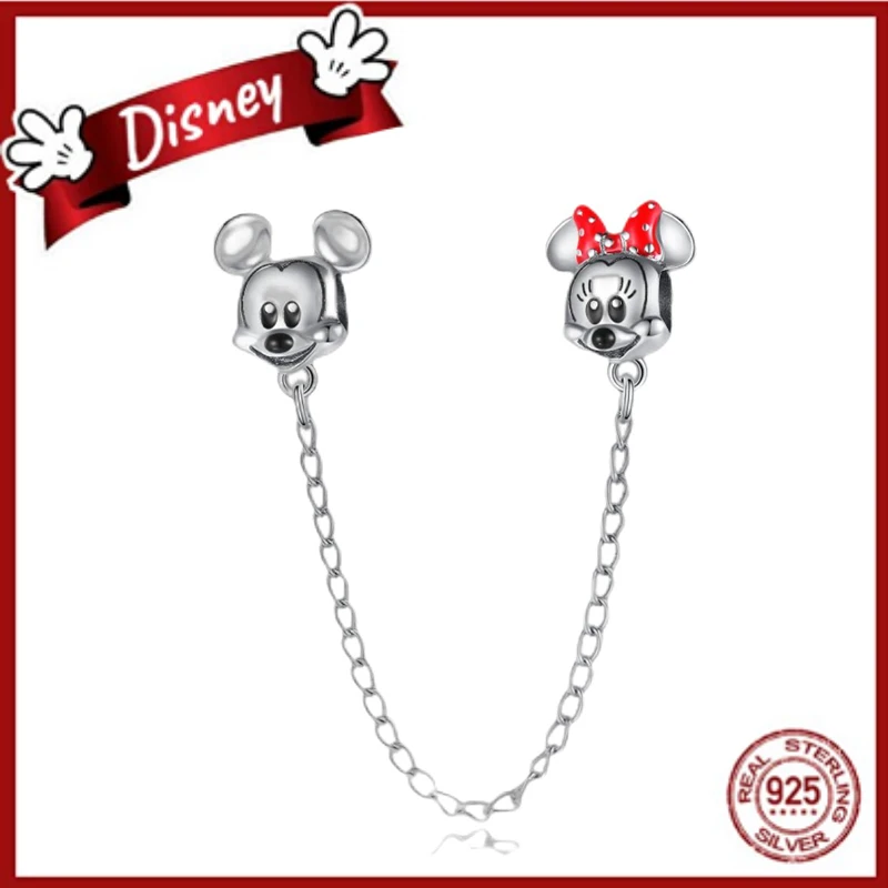 925 Sterling Silver Collection Minnie Safty chain Alice Stitch Charm Beads Suitable For Pandora Bracelets Jewelry Making