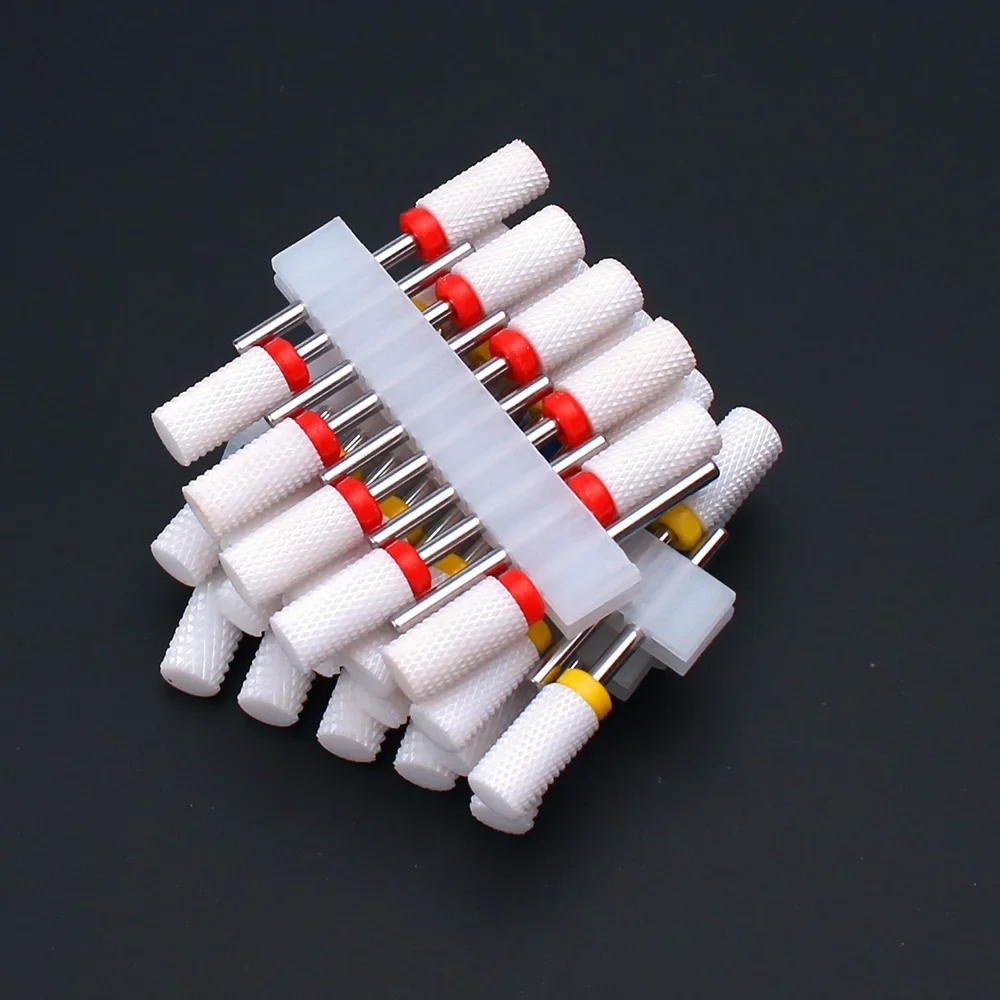 10pcs Ceramic Nail Drill Bits Set Milling Cutter for Electric Manicure Bit Flame Corn Files Pedicure Machine Polish Accesoires