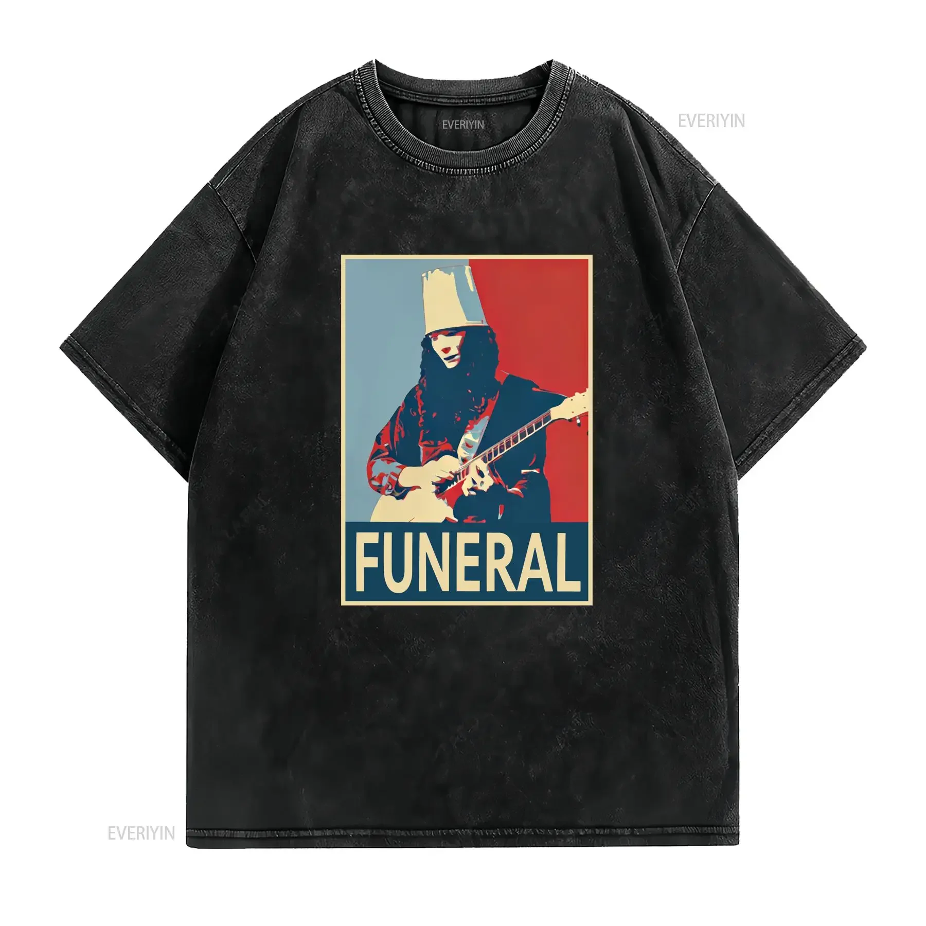 Buckethead T Shirt Retro Art Guitar Guitarist Fan Music Funeral Top  vintage Washed Comfortable Slightly Stretched fashion