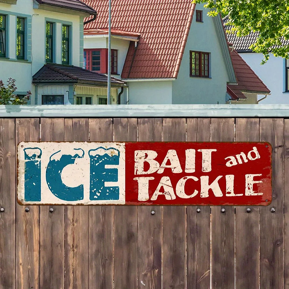 1pc Vintage Fishing Decor Metal Sign - Ice Fishing, Bait and Tackle - Garage, Man Cave, Bar, Cafe Wedding, Birthday Party Decor