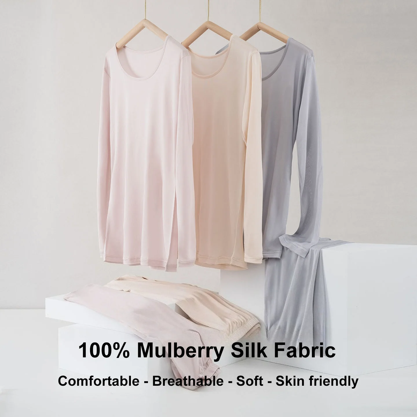 Silk Women's Thermal Underwear Sets Lingerie Set Soft Thermal Clothes Woman Knitted Mulberry Silk Women's Pajamas with Pants