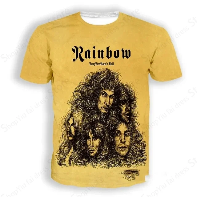 New Rock Band Rainbow T-Shirts 3D Print Men Women Short Sleeve Round Neck T Shirt Harajuku Y2K Tees Hip Hop Tops Unisex Clothing