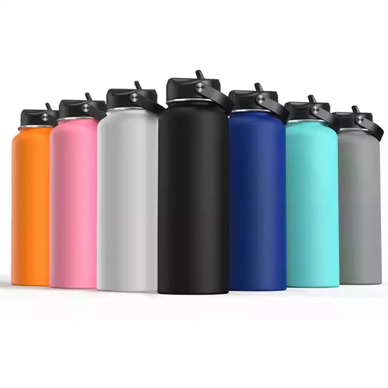 32oz 40oz Double Wall Hydro Stainless Steel Water Bottle with Straw Lid Vacuum Insulated Flask High Volumn Thermos for Sports