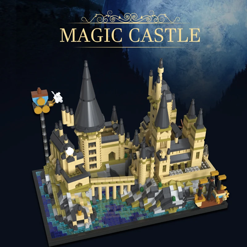 Bloques de construcción del castillo de Harry Potter para niños y adultos, juguete de ladrillos para armar castillo Medieval de Harry Potter, serie