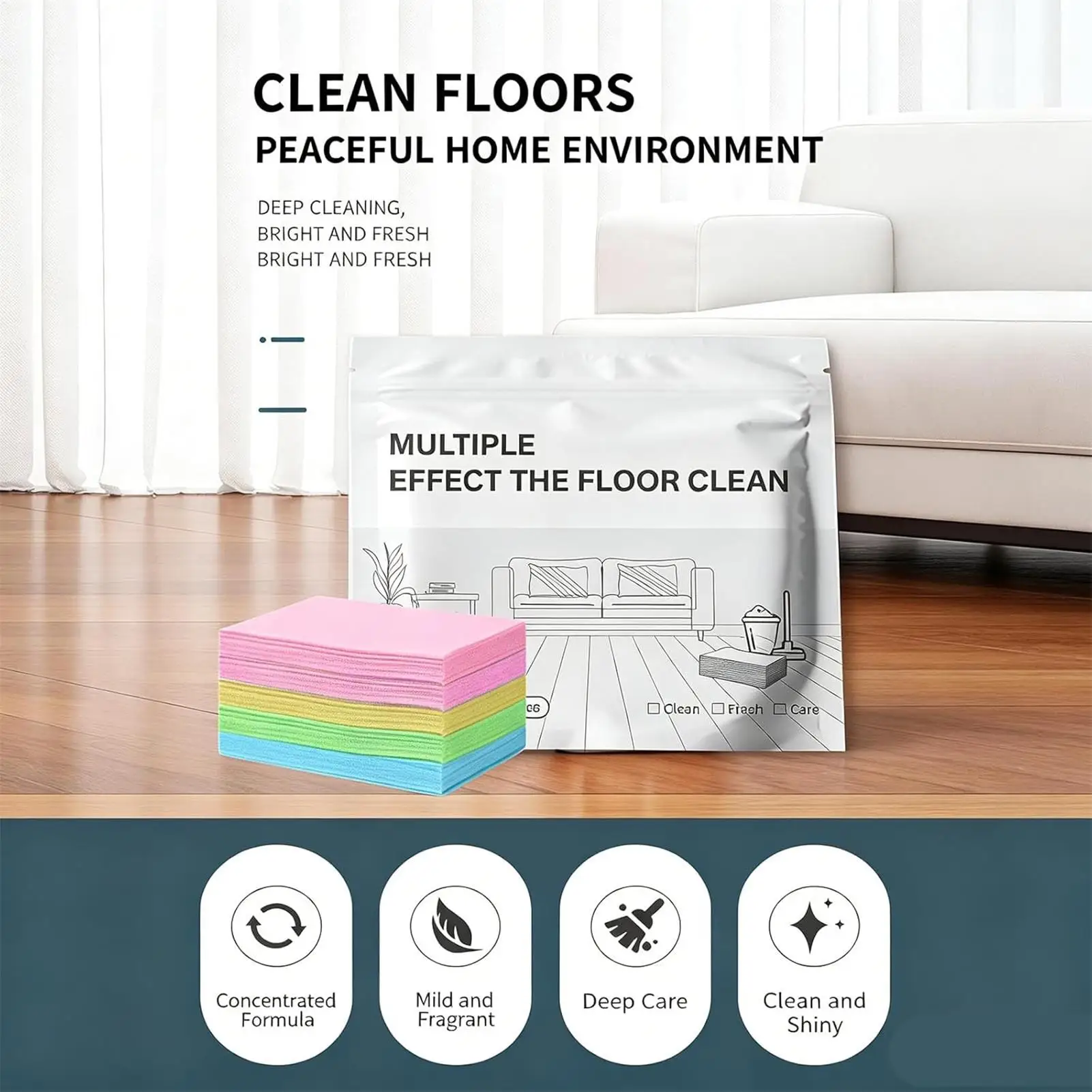 100pcs Floor Cleaning Tablet Concentrated Shine Agent Laminate Floor Clean Tablets For Wood Tile Marble Indoor Outdoor Home