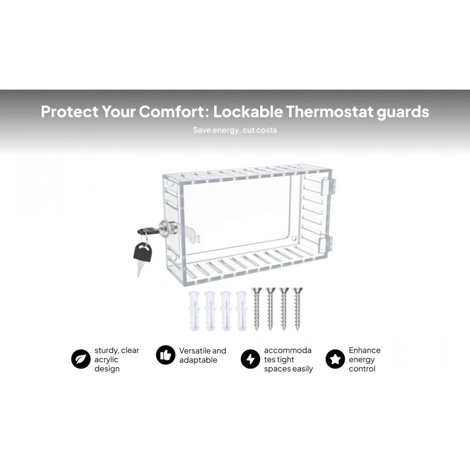

Замок термостата с ключом, прозрачная защита термостата, крышка термостата, крышка панели управления теплом и кондиционером для офиса и дома
