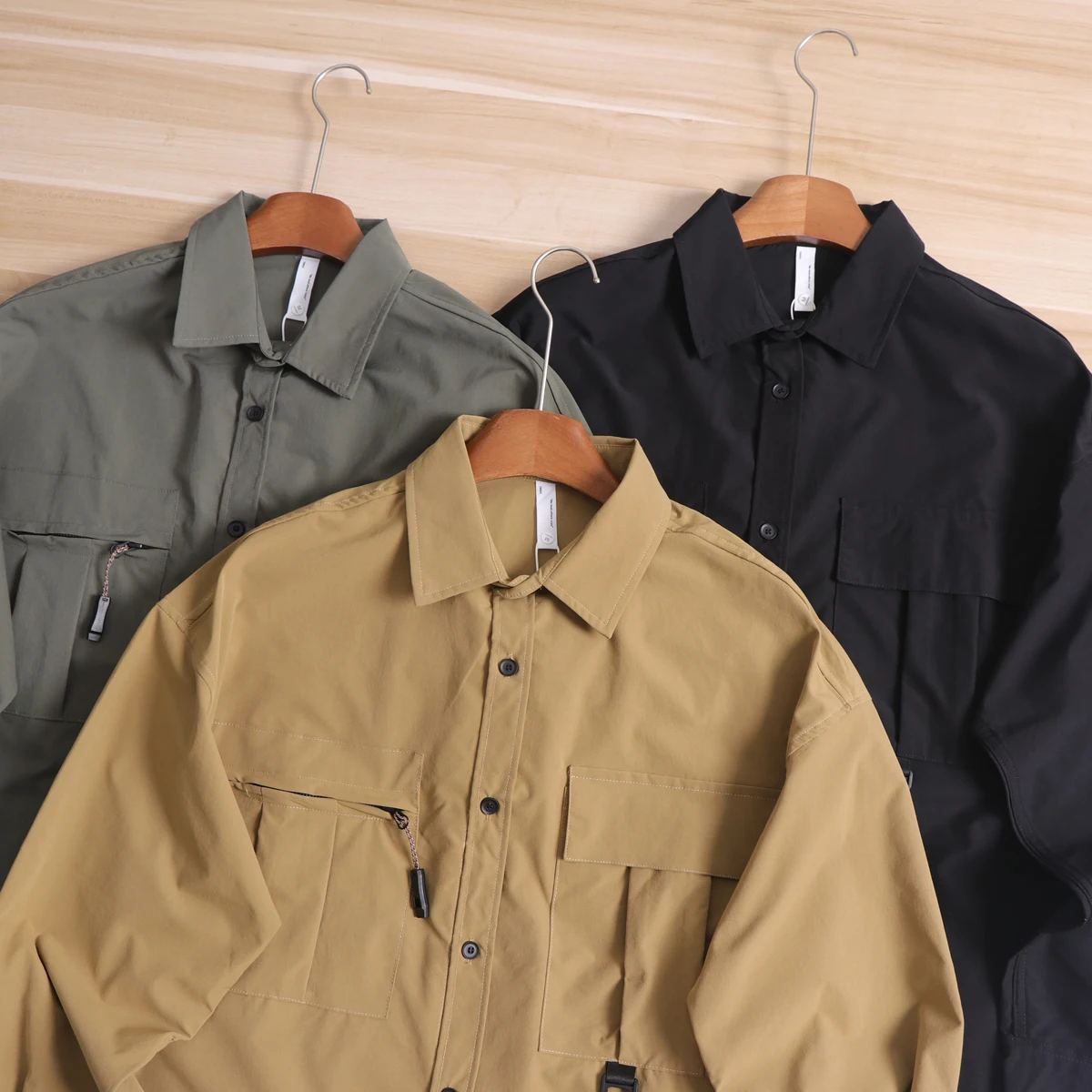 American Style Outdoor Climbing Functional Fabric Loose Casual Long Sleeve Shirt Men's Loose Japanese Style Casual Shirt Jack...