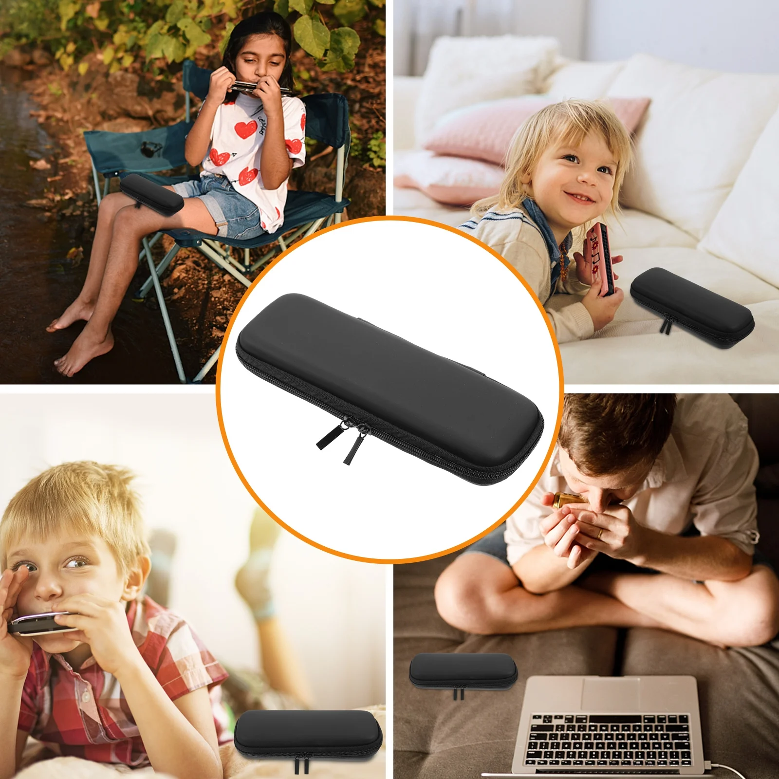 

Portable Lightweight Harmonica Case Travel Bag Zippered Waterproof Oxford Fabric Shockproof Scratch-Resistant Harmonica Cover