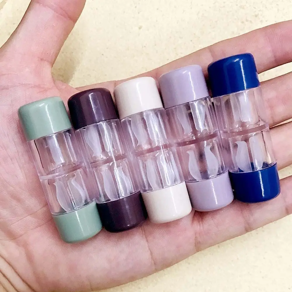 Plastics Contact Lens Case New Solid Color Cylindrical Contact Lens Container RGP Eye Care Lenses Box