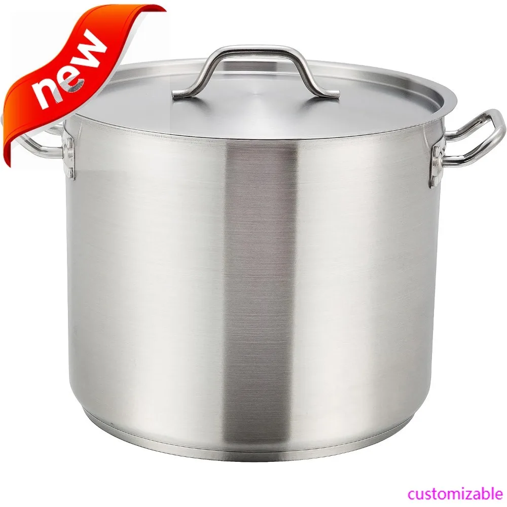 

NEW-Winware Stainless Steel 32 Quart Stock Pot With Cover, Silver