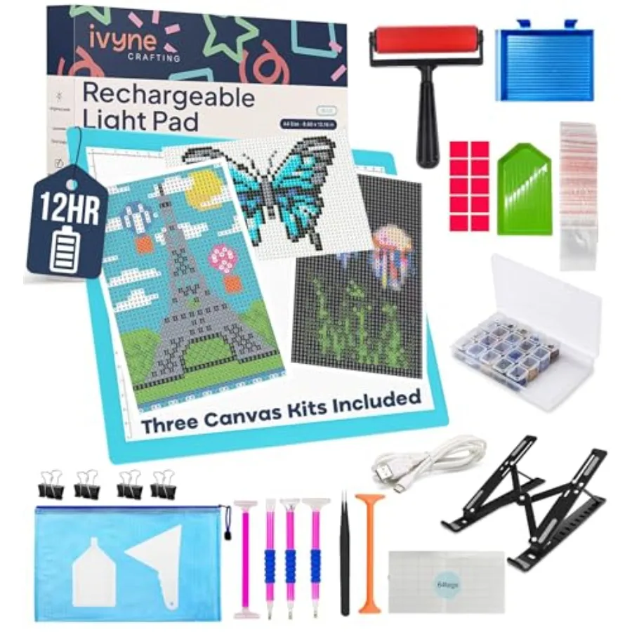 

Rechargeable A4 Light Pad for Diamond Painting and Art Projects LED Light Board with Diamond Art Accessories Ultra-Thin and Por