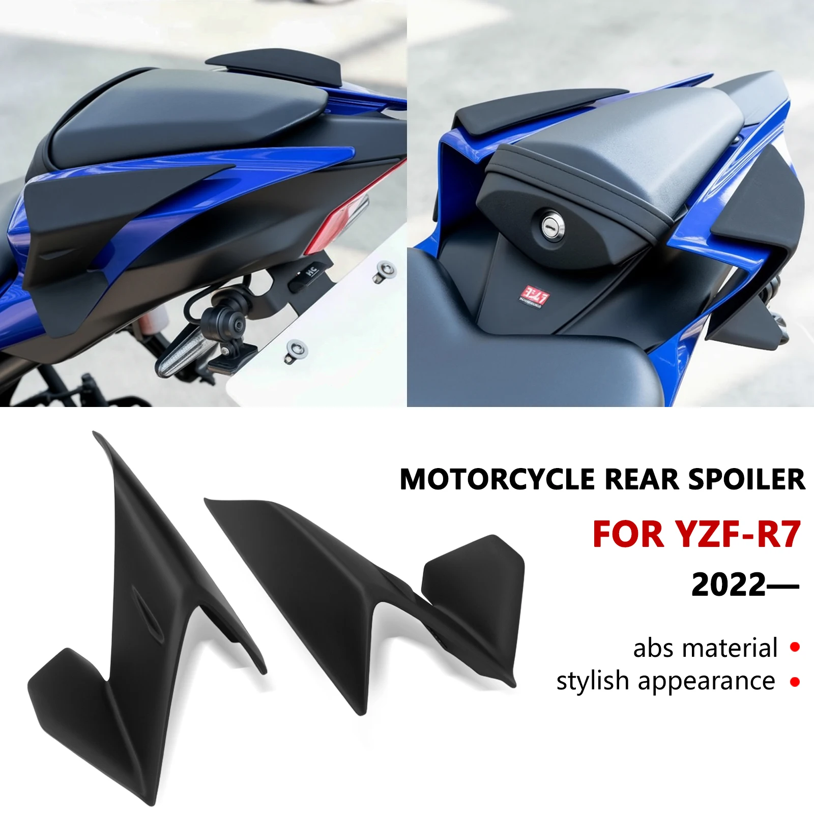 

For YZF-R7 YZFR7 2022 2023 2024 2025 NEW Motorcycle Rear Tail Wing Rear Spoiler Aerodynamic Winglet Fairing Kit side spoilers