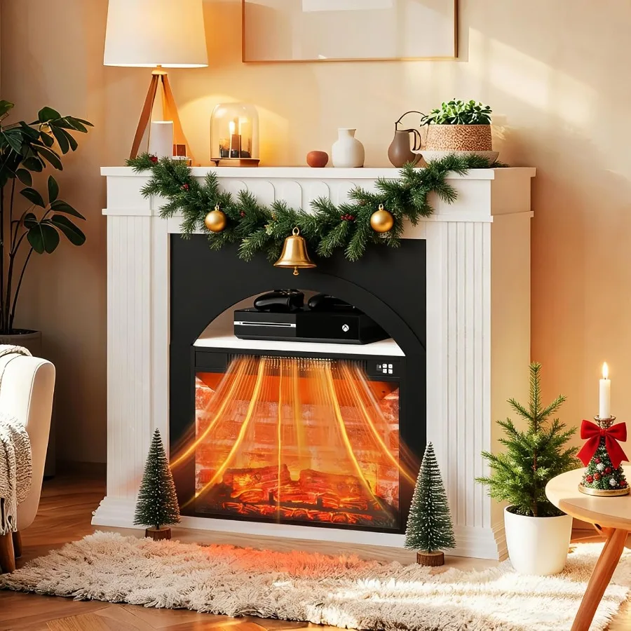 

44 Electric Fireplace Mantel TV Stand with Freestanding Electric Fireplace Tall Fireplace Heater Freestanding with Remote Contr