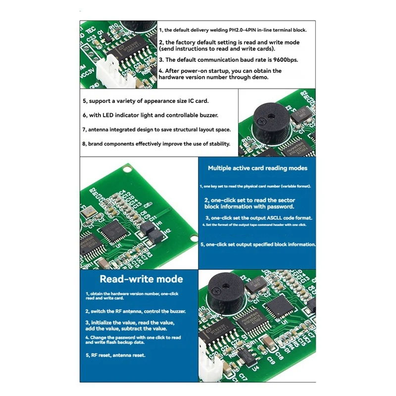 Модуль записи RFID-считывателя 13,56 МГц IC Card Reader S50 Card Reader ISO14443A RS232 Поддержка оконной системы Linux