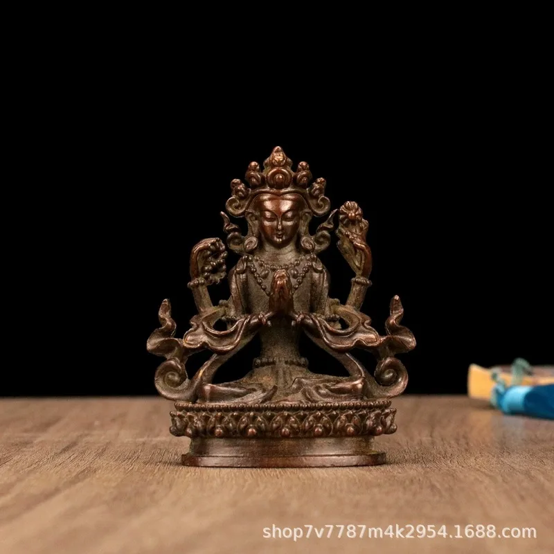 Brass alloy craftwork: the Four-Armed Guanyin home decoration ornament