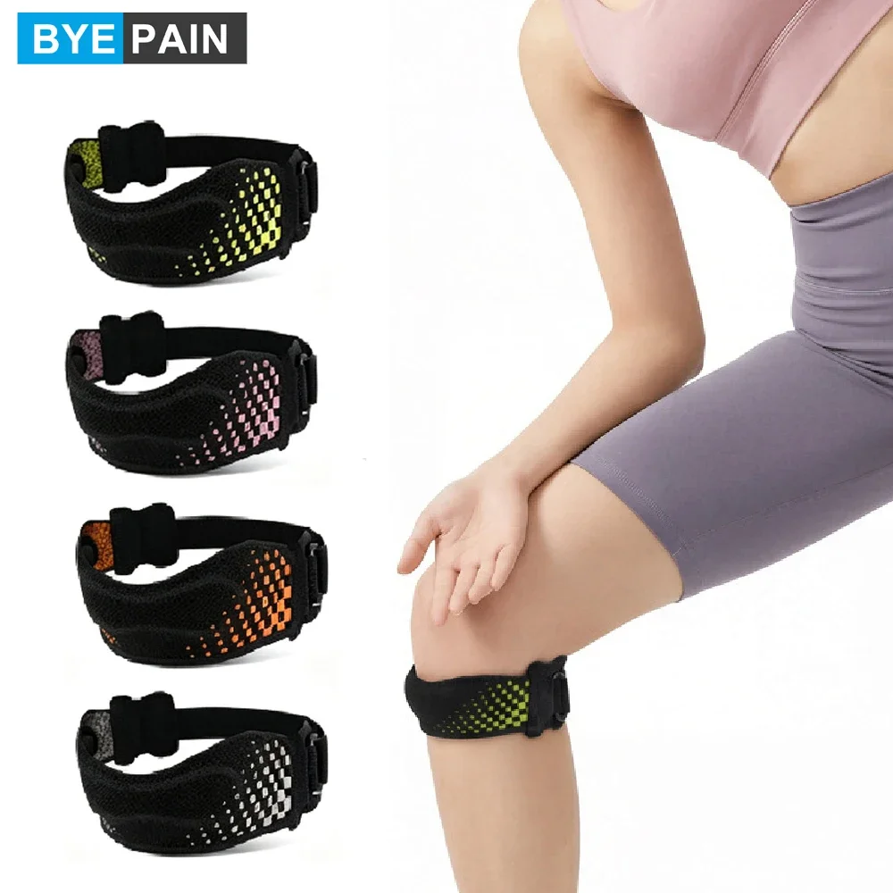 Sports Patella Knee Strap,Knee Support Brace with Curved Silicone Pad,Snug-Fit Adjustable Textured Grip Band for Running Cycling
