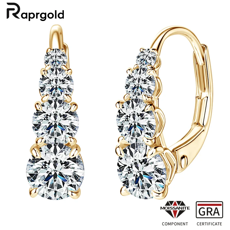 

RAPRGOLD GRA Certified All Moissanite Hoop Earrings for Women 925 Sterling Silver Huggie Earring Girl's Jewelry Gifts oorbellen