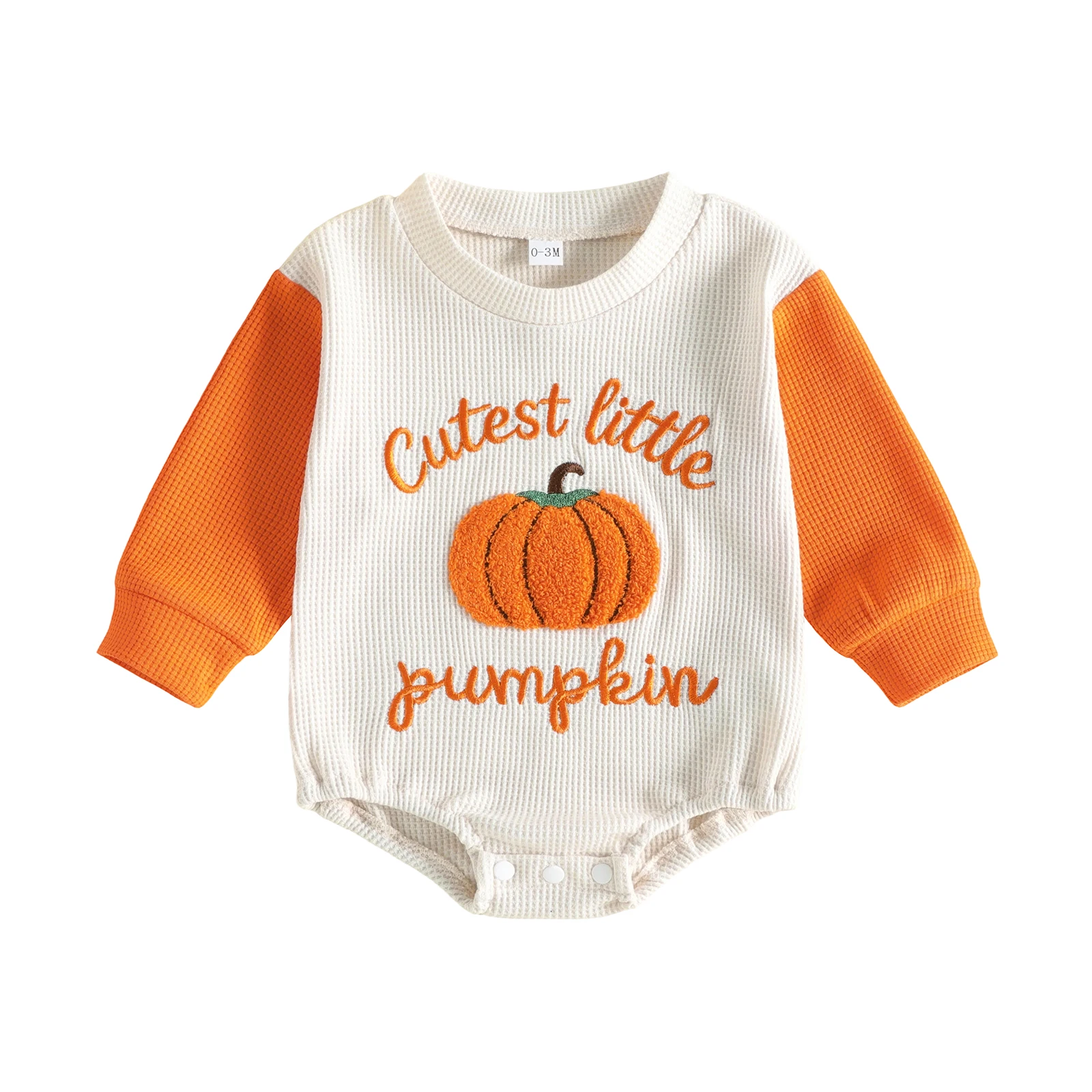 Infant Baby Halloween Romper Cute Pumpkin Embroidery Long Sleeve Jumpsuit