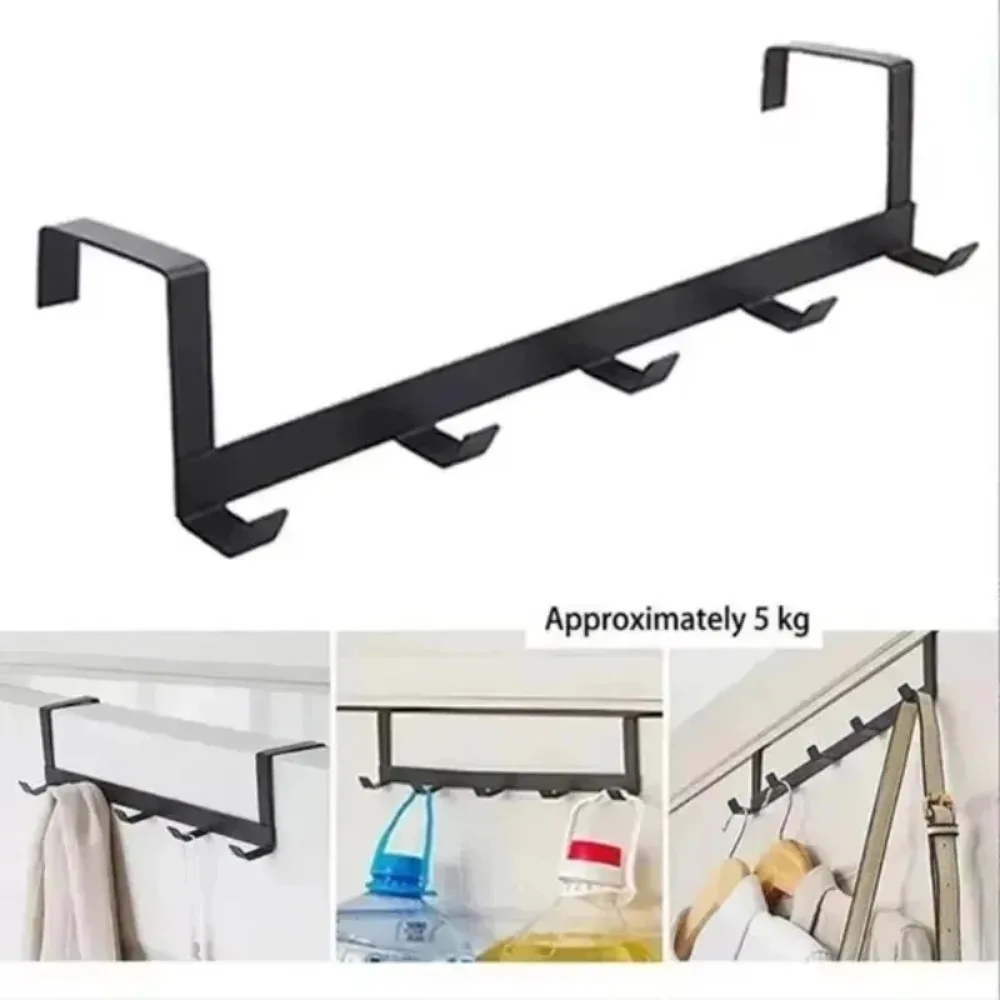 Percha Door To Clothing Over The Door 5 Hooks Door Hanger Hook Clothes Hat Towel Hanger Kitchen Bathroom Home Storage Rack view 2