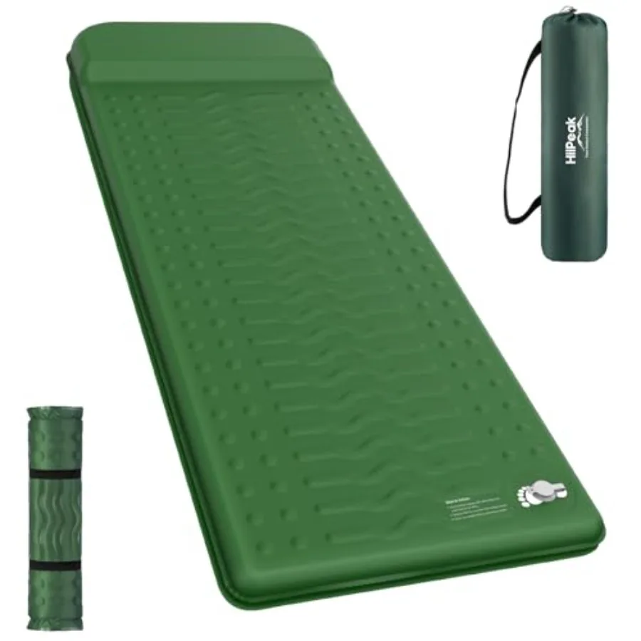 

Memory Sleeping Pad, Compact Thick Foam Sleeping Mats with Pillow, 9.5 R-Value Insulated Camping Mattress Pad, Easy Inflate and