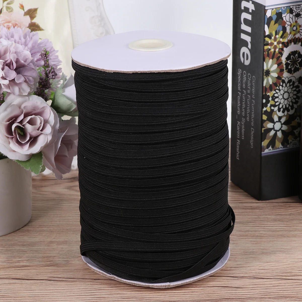 

1 Roll Elastic Clothing Band Black 6mm 180m Eco Friendly Stretch Ribbon Perfect for DIY Cuffs Waist Trouser Apparel Accessories