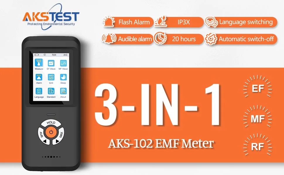 Aikesi EM-102 Detektor Radiasi Medan Elektromagnetik Digital Detektor Radiasi Portabel Detektor EMFTester Emf Presisi Tinggi