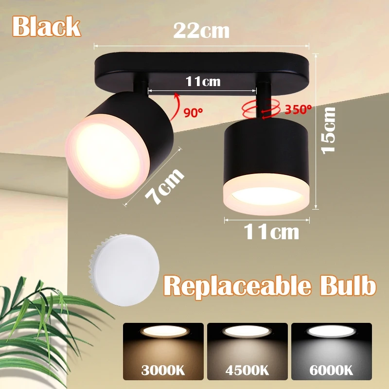 GX53 tracklamp 3-kleuren spotlight AC85-265V woonkamer slaapkamer winkel kroonluchter draaibare downlight keuken huisverlichting
