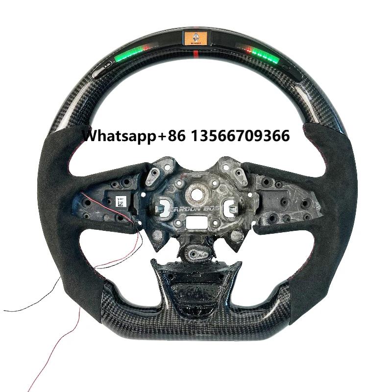 

Fitment for Renault Megane IV MEGANE IV Magane 4 Carbon Fiber Steering Wheel with LED and Alcantara Sport Steering Wheel