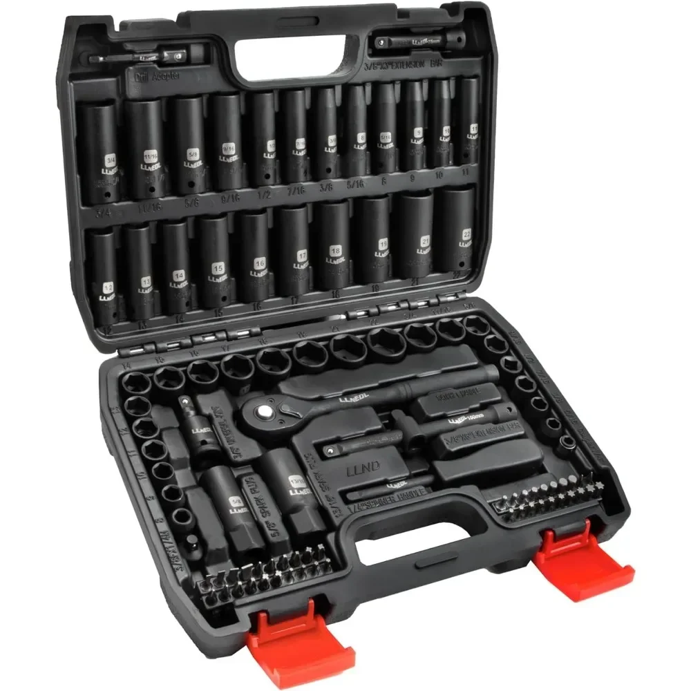 

95 Piece 3/8inch Drive 6 Point Universal Impact Socket Set, Metric