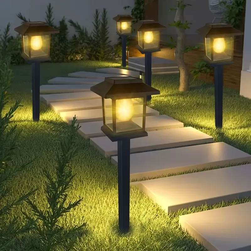 

10PCS 1 Set Solar Outdoor Landscape Light LED Tungsten Warm Spike Lamp for Courtyard Lawn Garden Park Decoration