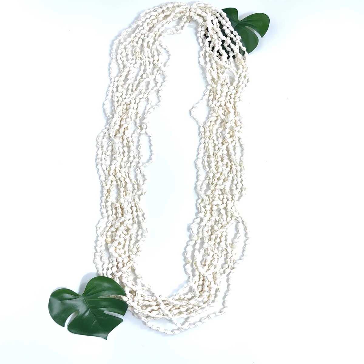 White Natural Nasa Shell  Long Lei White Necklace Hawaila Necklace  Shell Lei Set 12- Strands 60 \'\'Graduation Wedding Luau Party