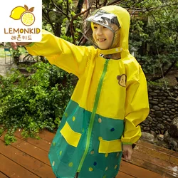 Cartoon Monkey Children Raincoat Mesh Breathable lining Stay Dry & Comfy Outdoor Walking Kids Poncho Hooded Jacket For Girls Boy