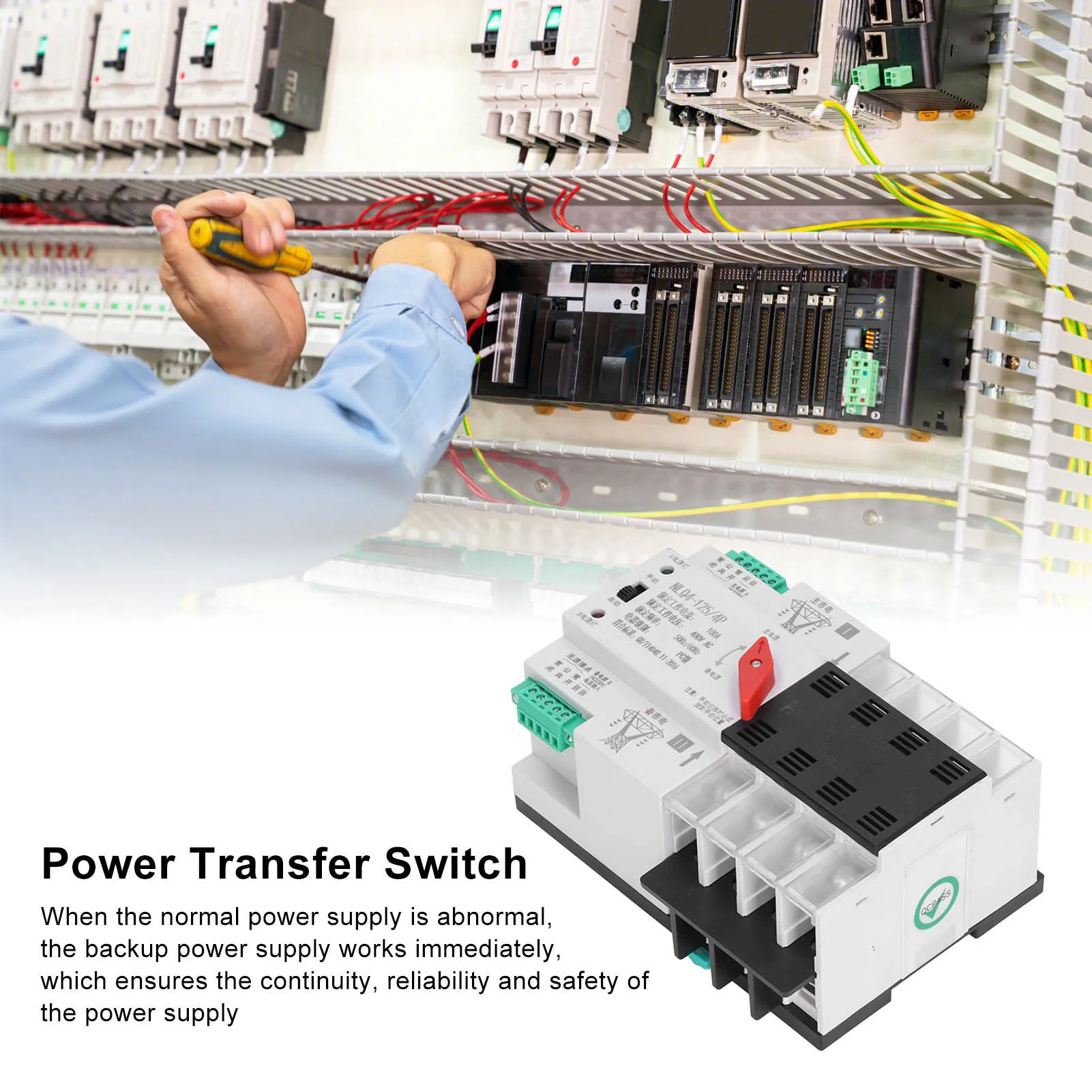 Dual Power Automatic Transfer Millisecond Controller mit Abdeckung NLQ4-125/4P 100A 400V AC Circuit Fast Transfer