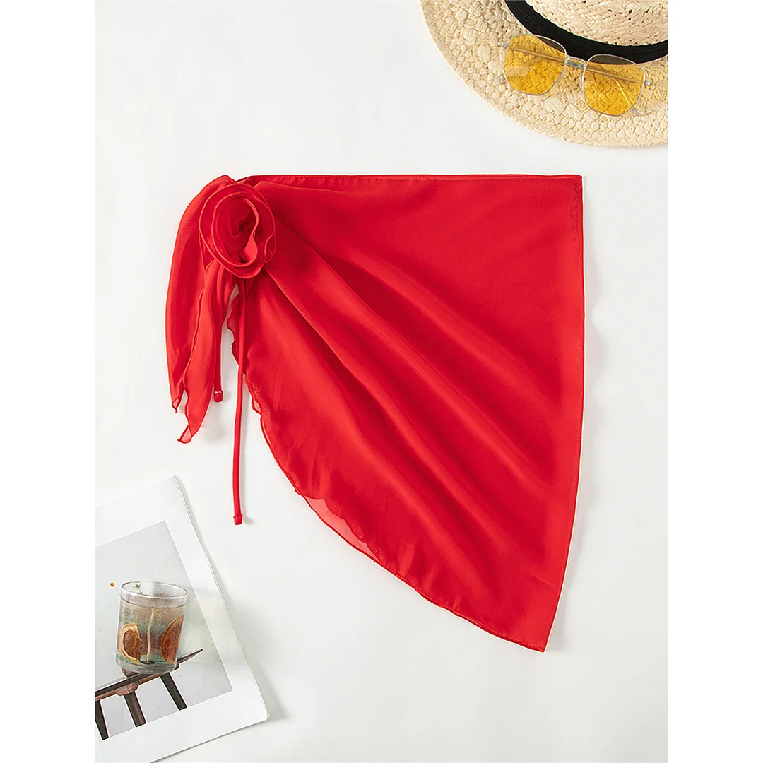 XS - L Sexy Sommer 3D Blumen Chiffon Sarong Pareo Strandkleid Strandmode Strandbekleidung Strandüberwurf Cover-ups Damen V5960 – Detail 12