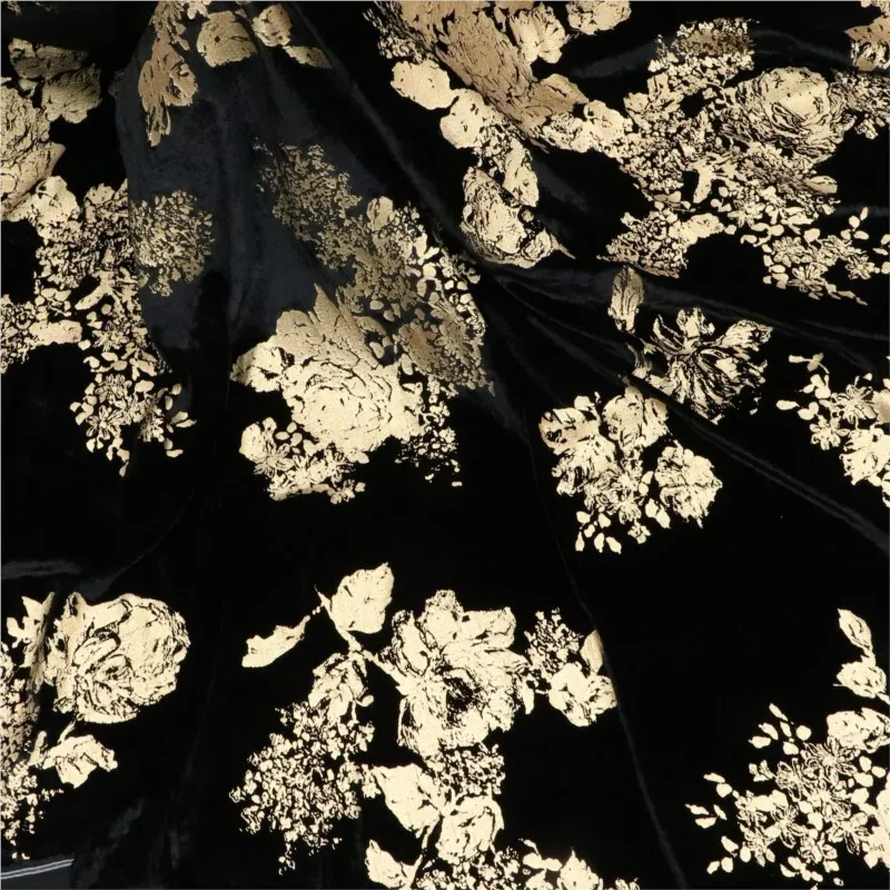 ผ้าคุณภาพสูงสำหรับเสื้อเชิ้ต ชุดนอน และกี่เพ้า ทำจากผ้าไหมทอ วิสโคสกำมะหยี่ปักลายทอง