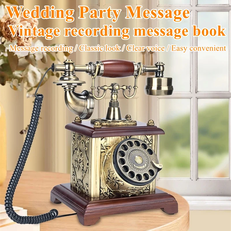 Classic retro sound guestbook turntable ornaments wedding birthday anniversary party voice blessing recorder audio phone