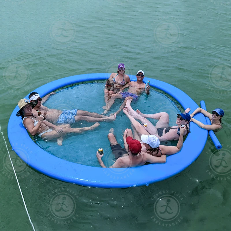 China Manufacture Round Inflatable Water Hammock Floating Platform Pool Float Lounge Water Chair