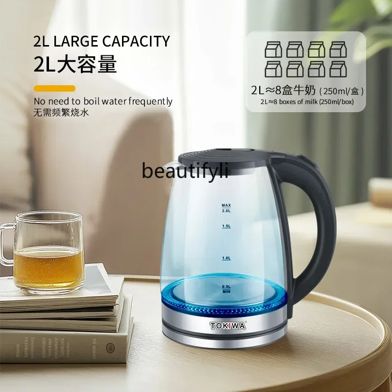 

smt61 Glass transparent stainless steel electric kettle European 220V dormitory office 2L electric kettle