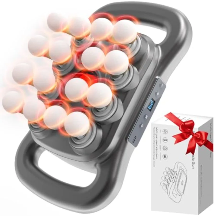 

Массажный пистолет для глубокого массажа тканей для спортсменов, 16 насадок, 9 скоростей, 3 умных режима, ультратихий бесщеточный двигатель, перезаряжаемый через Type-C, 1800 мАч