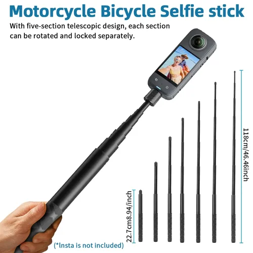 Imagen 2 del producto Kit de montaje de motocicleta para Insta360 X5 X4 X3 X2 RS DJI GoPro doble abrazadera manillar Selfie Stick para accesorios de montaje Insta 360